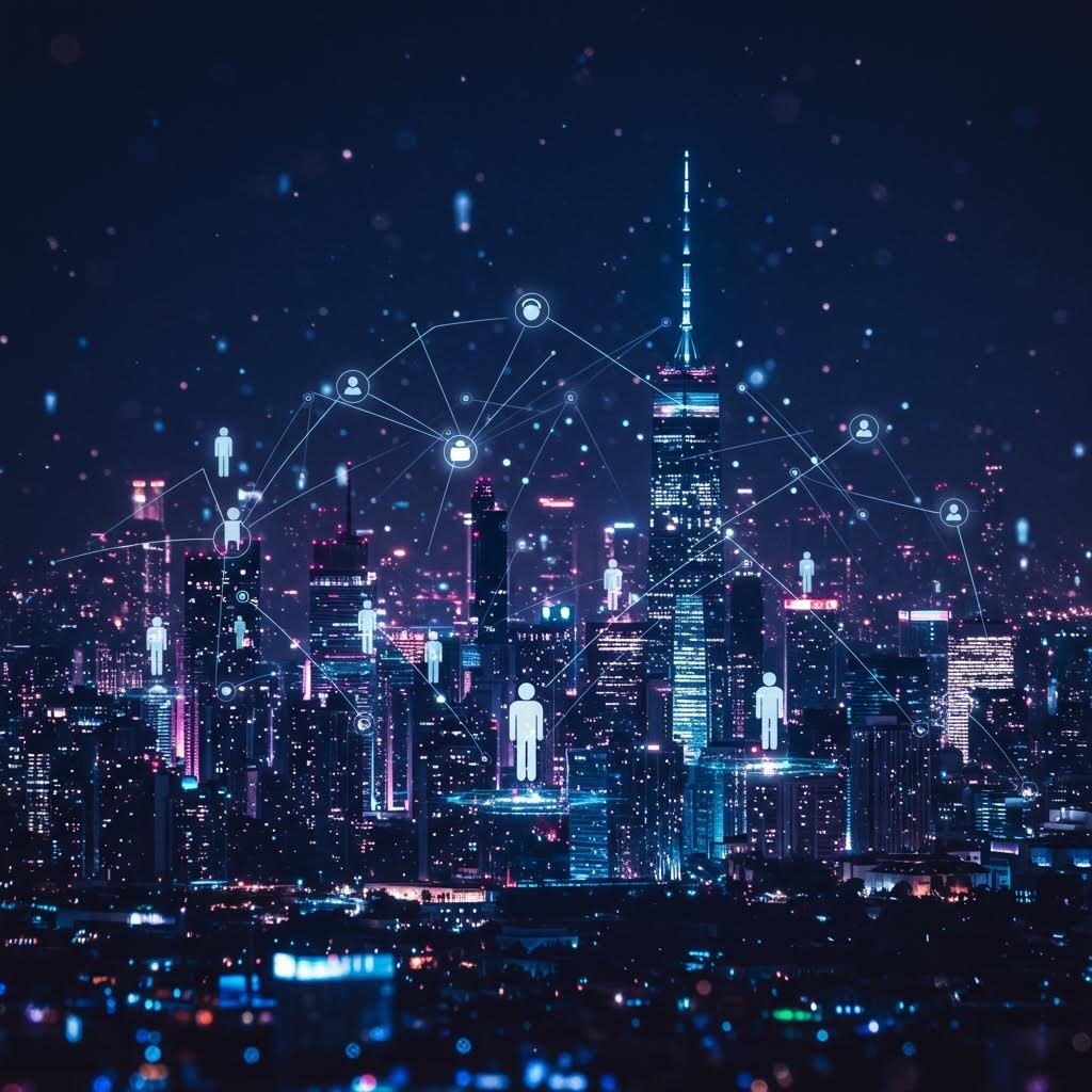 루믹스 스마트 시티 네트워크 연결 도시 야경 IoT 인프라