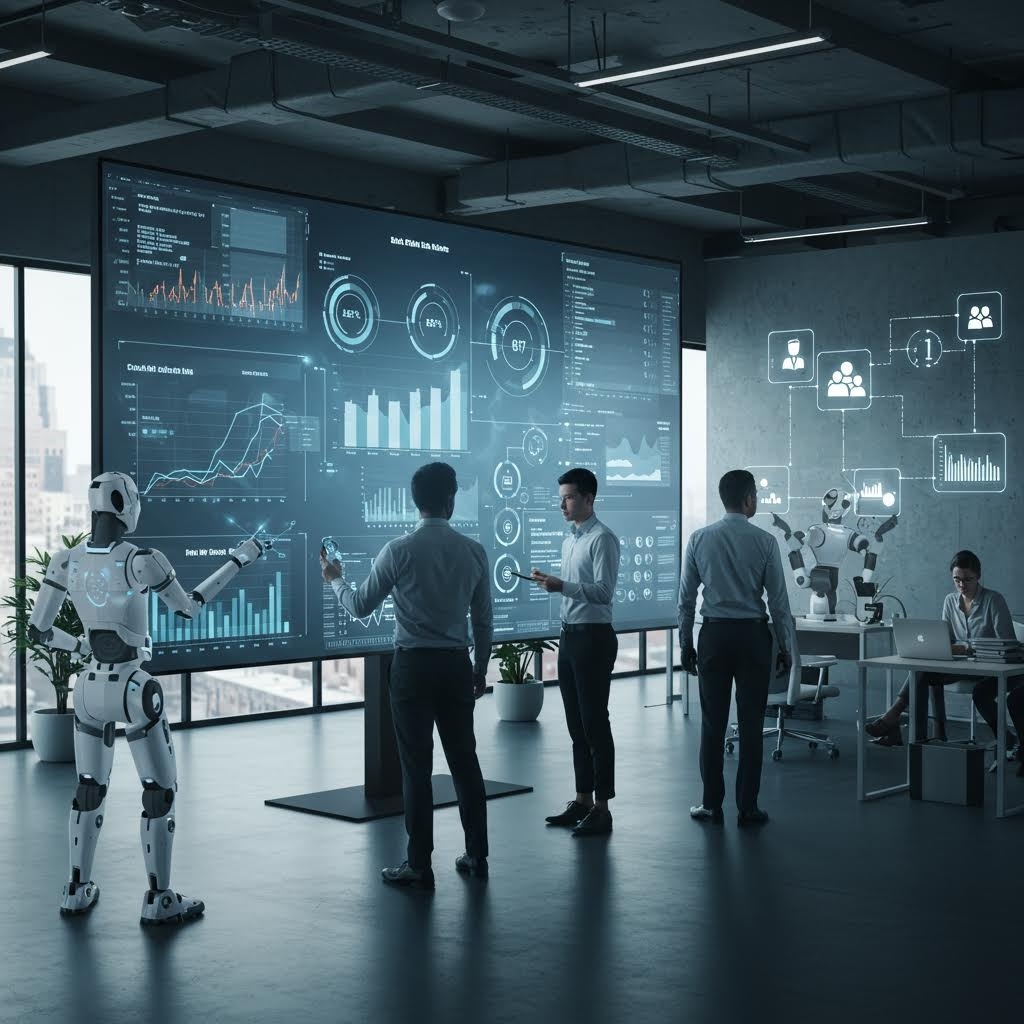 루믹스 AI 로봇 비즈니스 인텔리전스 대시보드 미래형 오피스